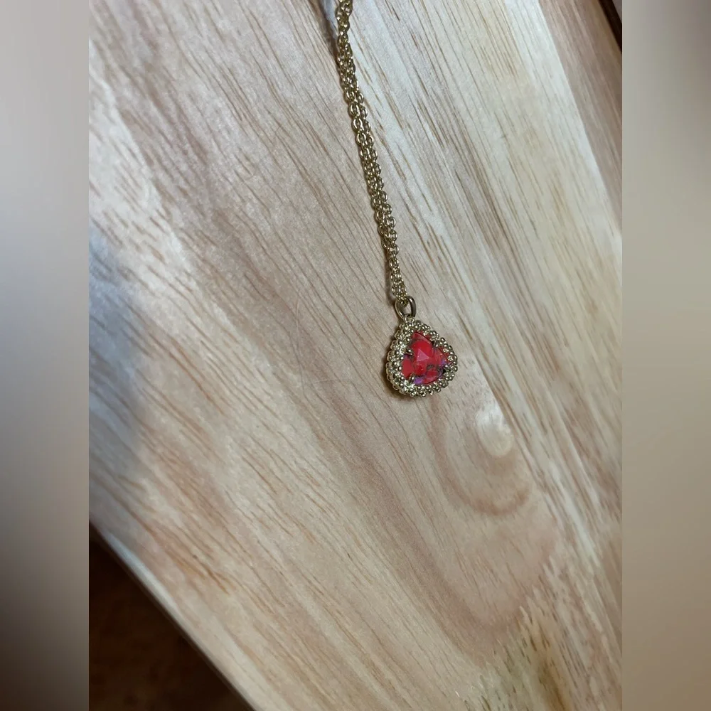 Kendra Scott Framed Kendall Gold Red Pendant Necklace - Picture 7 of 9